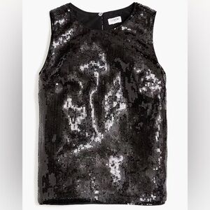 NWT lined black sequin shell top size S